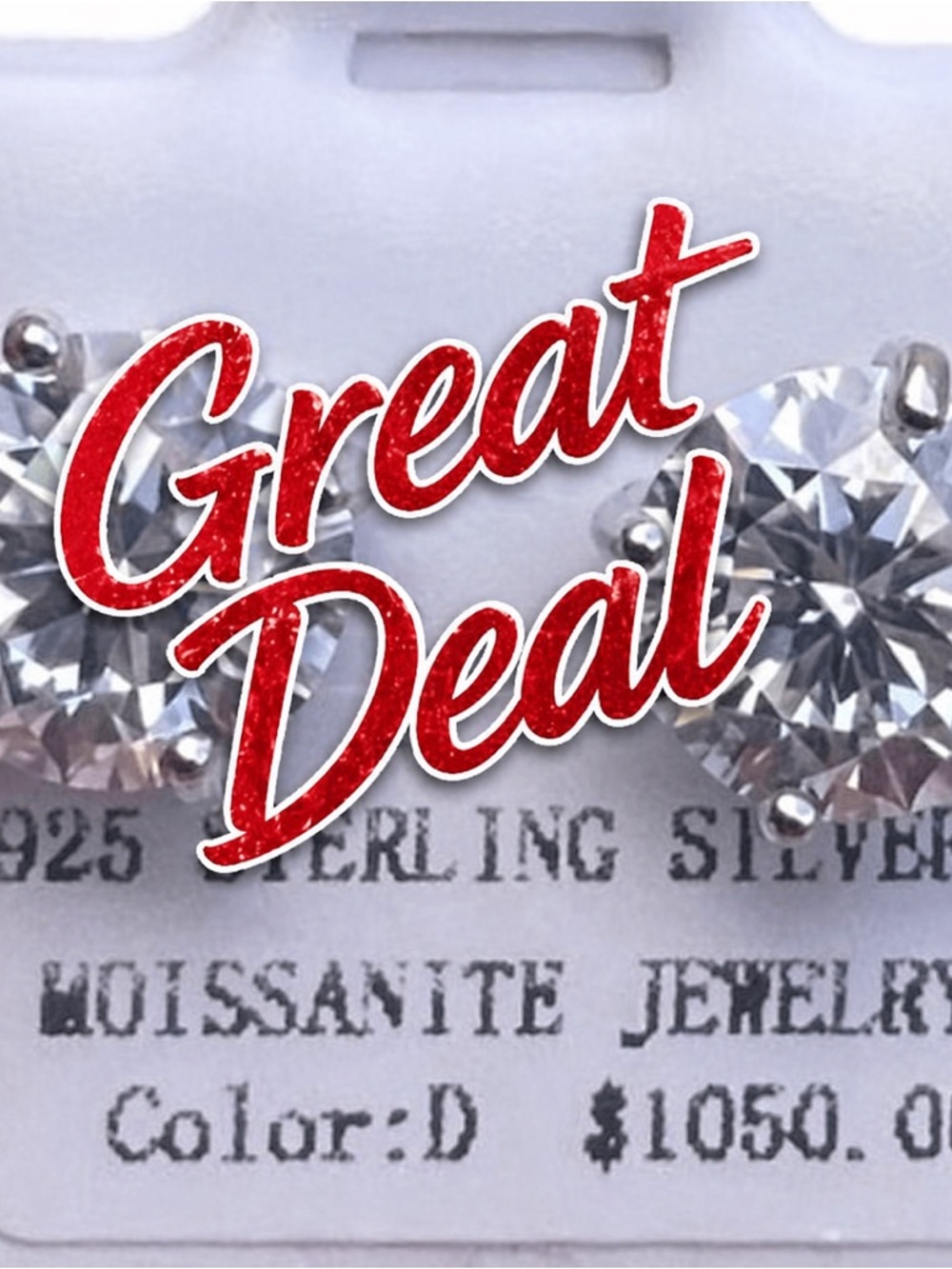 4.0ct Round Brilliant Moissanite Stud Earrings 925 Silver Graded Prong Issue